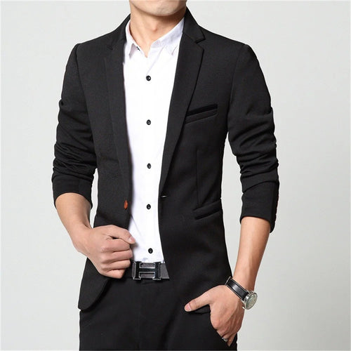 2024 Men Slim fit New Fashion Blazer Suit Jacket Black Blue Red Plus size L to 5XL Male Blazers Mens Coat Wedding Dress