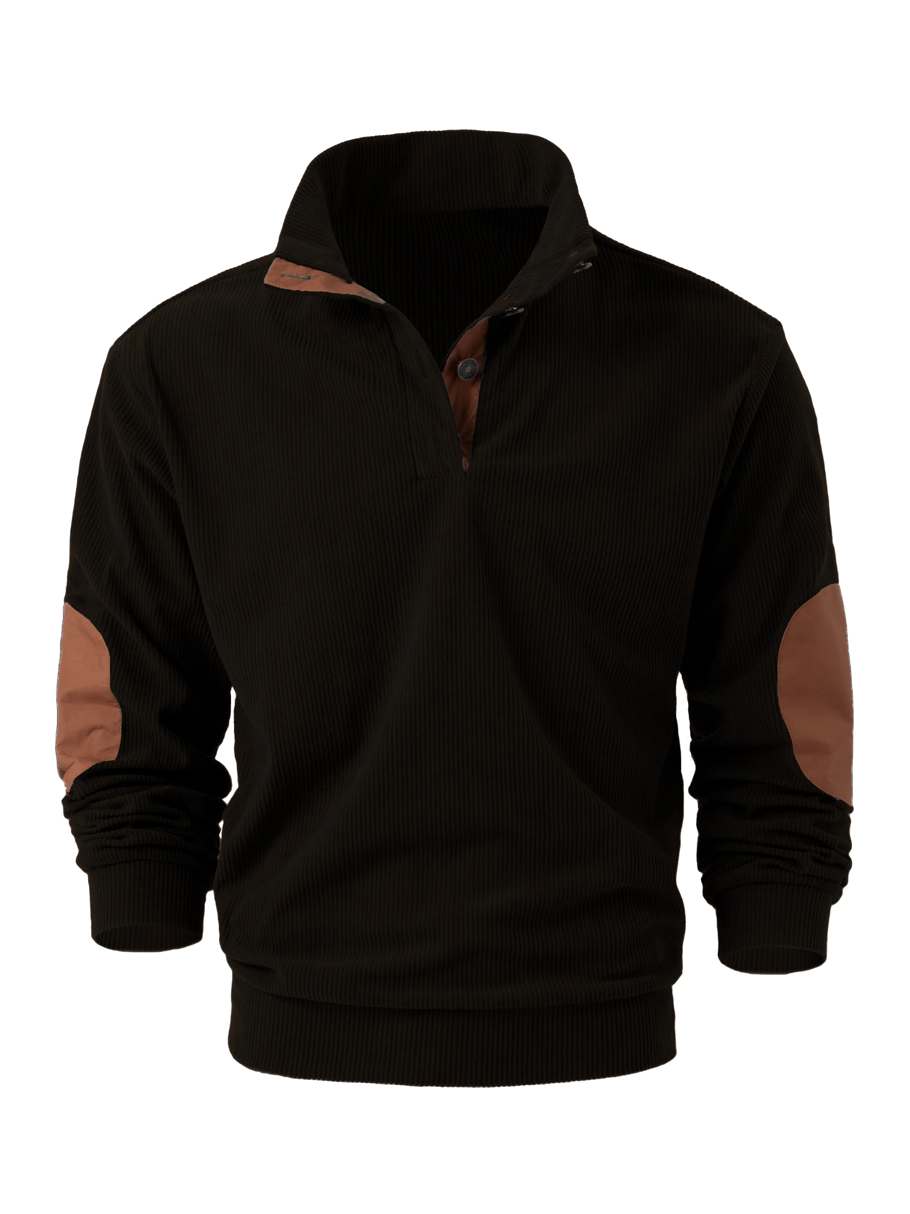 Spring and autumn solid color sports long-sleeved tops for men, fashionable and casual stand-up collar outdoor men's pullover