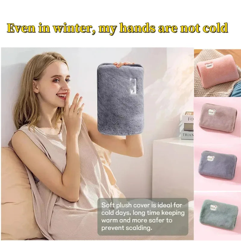 Reusable Hot Compress Bag with EU Plug Rechargeable Hand Warmer Cute Design Portable Hot Water Bottle for Therapeutic Warmth