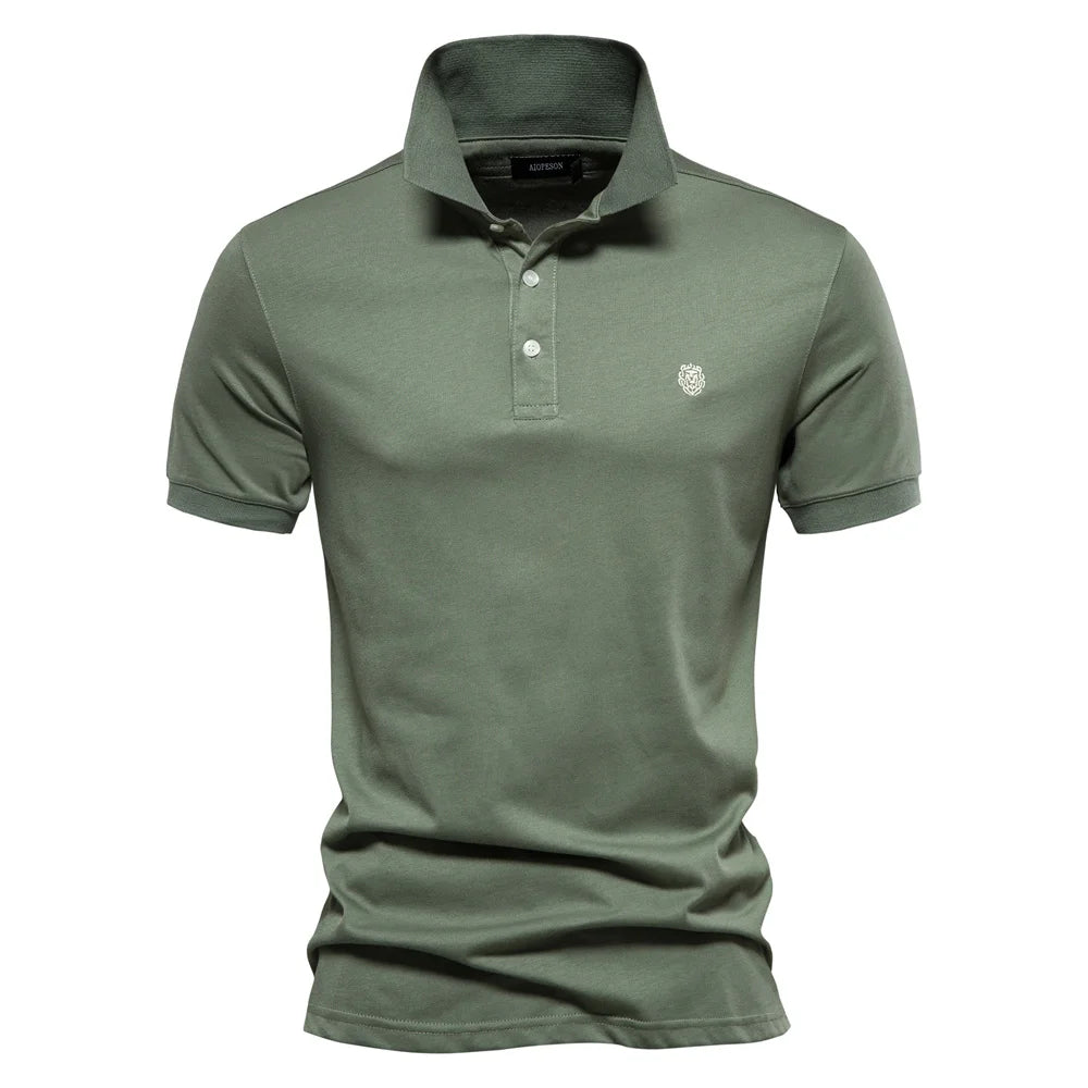 Men's Embroidered Cotton Polo Shirt | Short Sleeve | Summer