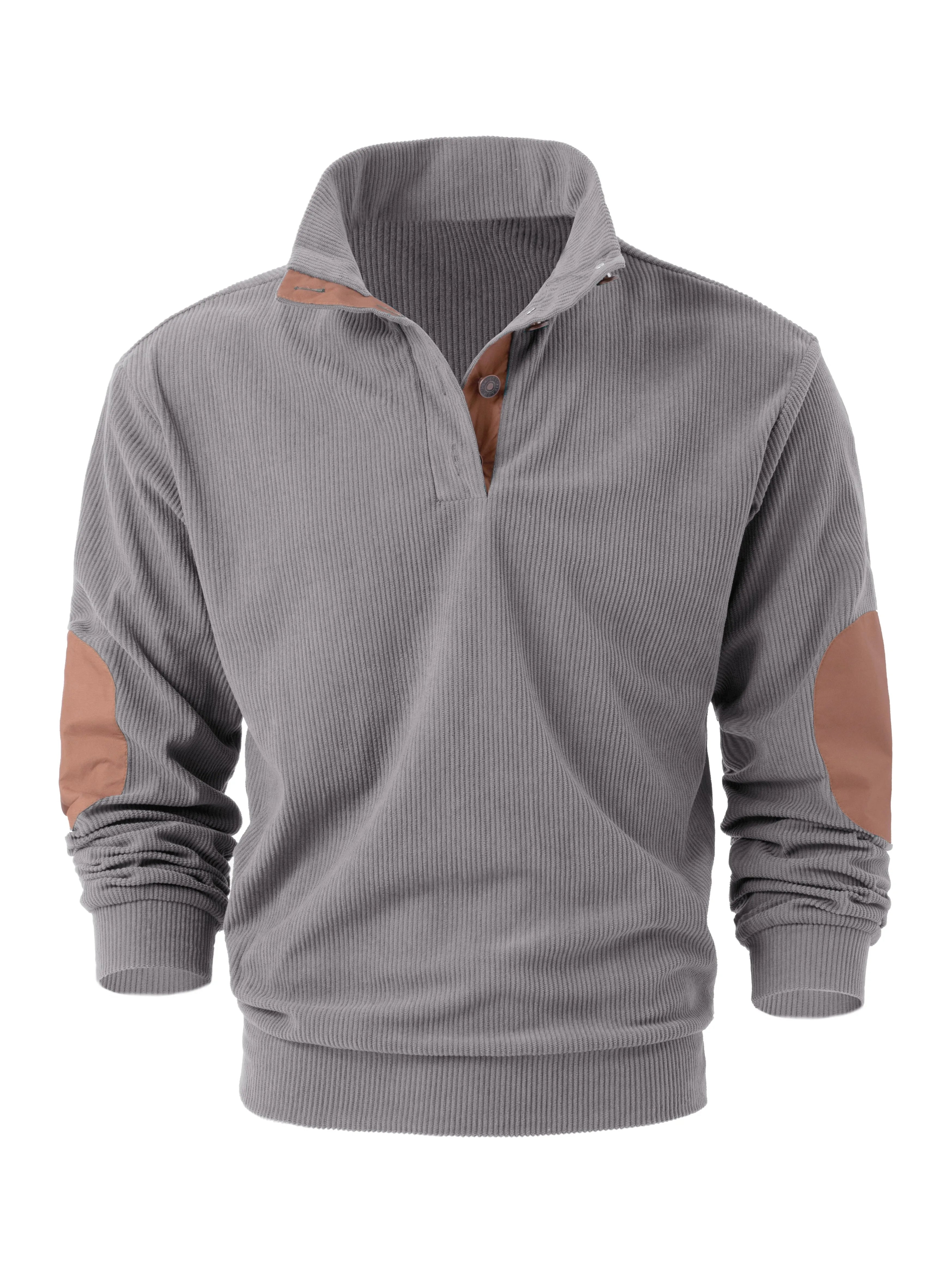 Spring and autumn solid color sports long-sleeved tops for men, fashionable and casual stand-up collar outdoor men's pullover