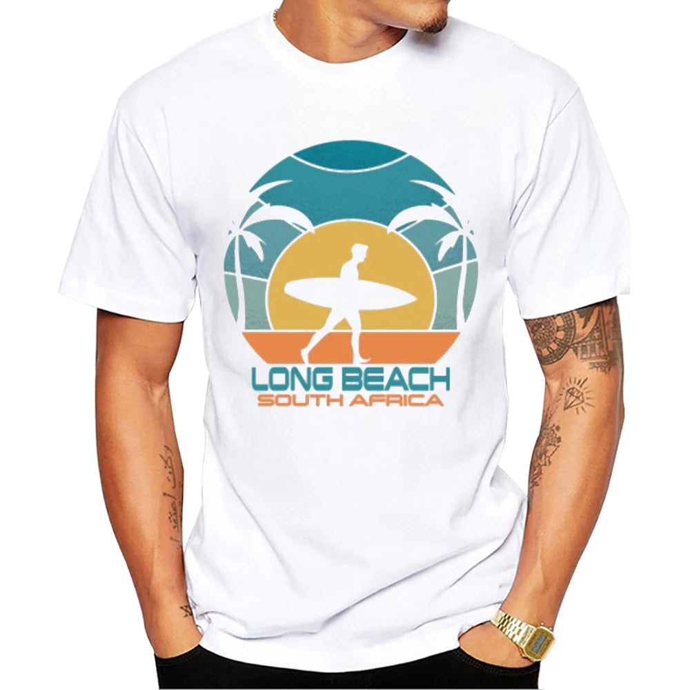 Retro Car Print Beach Surf T-Shirt | Men's Casual Tee