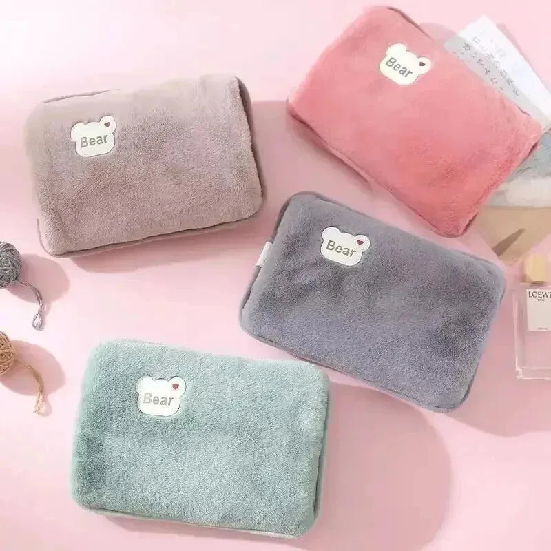 Reusable Hot Compress Bag with EU Plug Rechargeable Hand Warmer Cute Design Portable Hot Water Bottle for Therapeutic Warmth