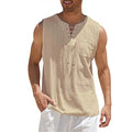 Summer Men's Lightweight Tank Top Breathable Tops Fashion Solid Color Sleeveless Lace Up Vest Shirt Tshirts Clothes