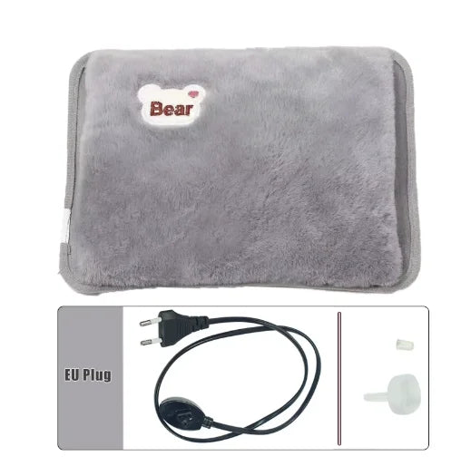 Reusable Hot Compress Bag with EU Plug Rechargeable Hand Warmer Cute Design Portable Hot Water Bottle for Therapeutic Warmth