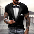 Summer fashion fun fake suit 3D tailcoat bow funny fun personality casual T-shirt
