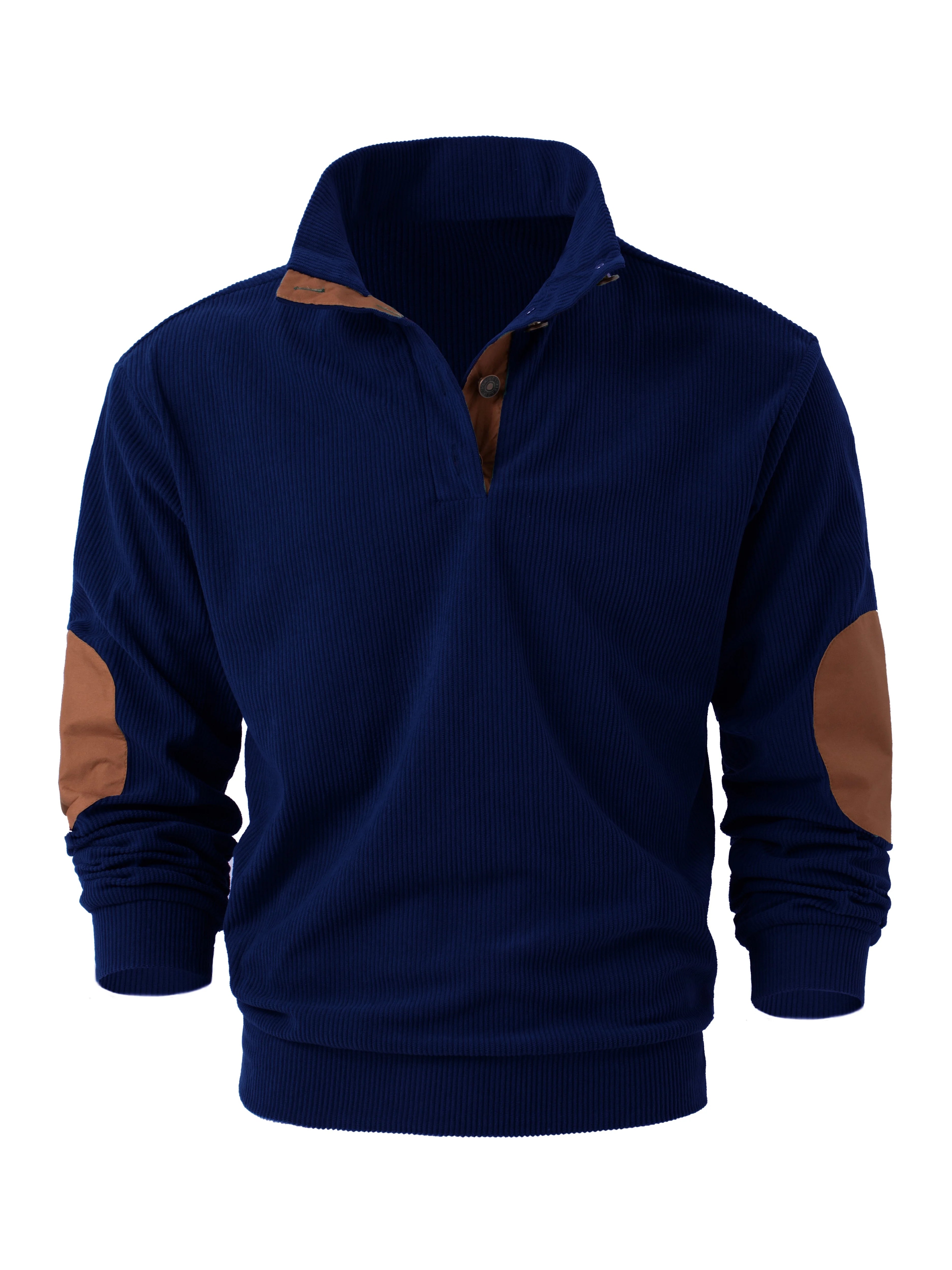 Spring and autumn solid color sports long-sleeved tops for men, fashionable and casual stand-up collar outdoor men's pullover