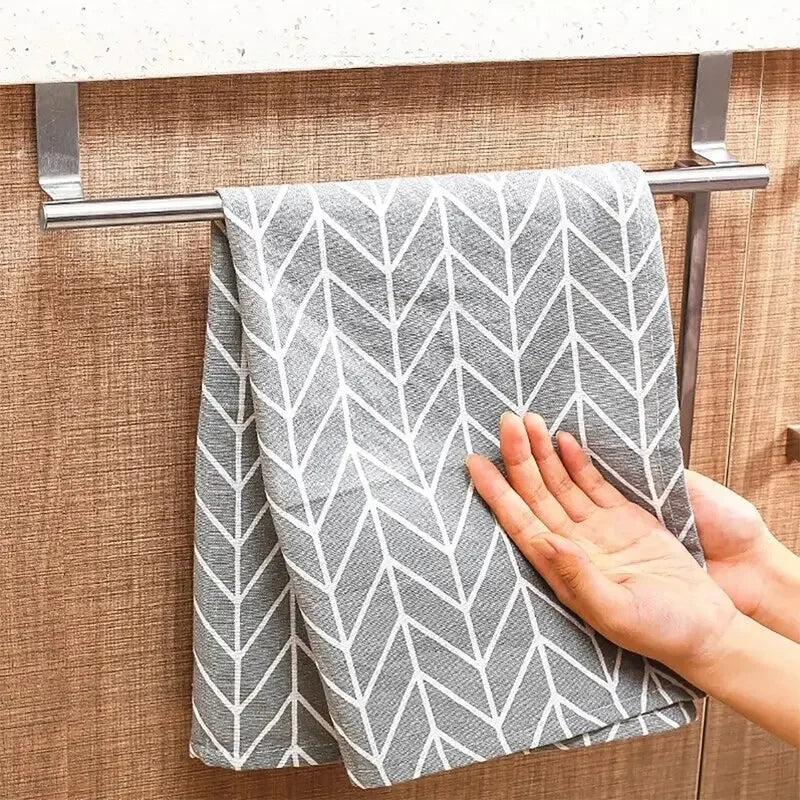 1pc Towel Rod Steel Metal Wire Over Cabinet Towel Rack Storage Organizer Bathroom Door Hanging Towel Rack Punch-free Rag Hanger