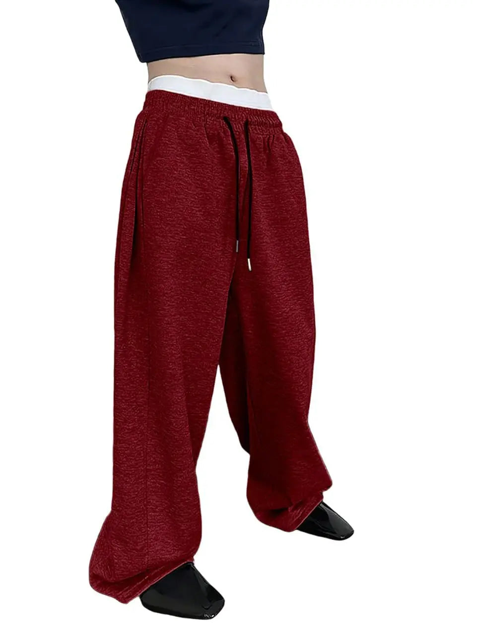 Men's wide leg sweatpants waist drawstring pants straight leg loose pants casual pants Mountaineering pants Jogger Sweatpants