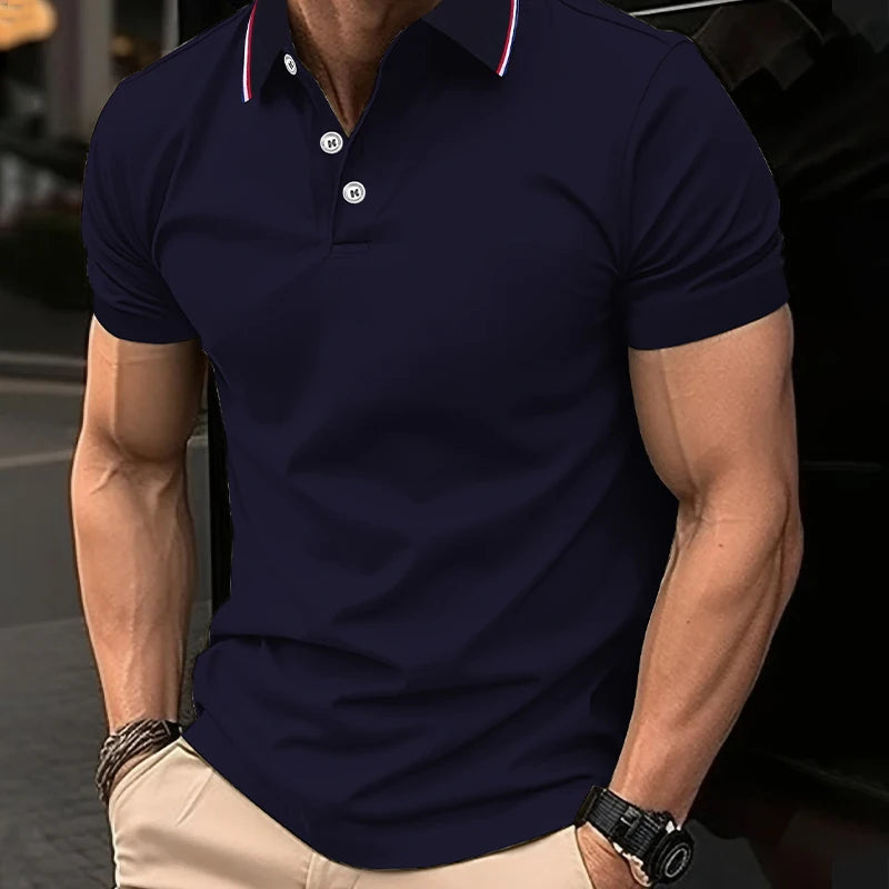 Men's Solid Color Polo Shirt | Breathable Short Sleeve | Summer