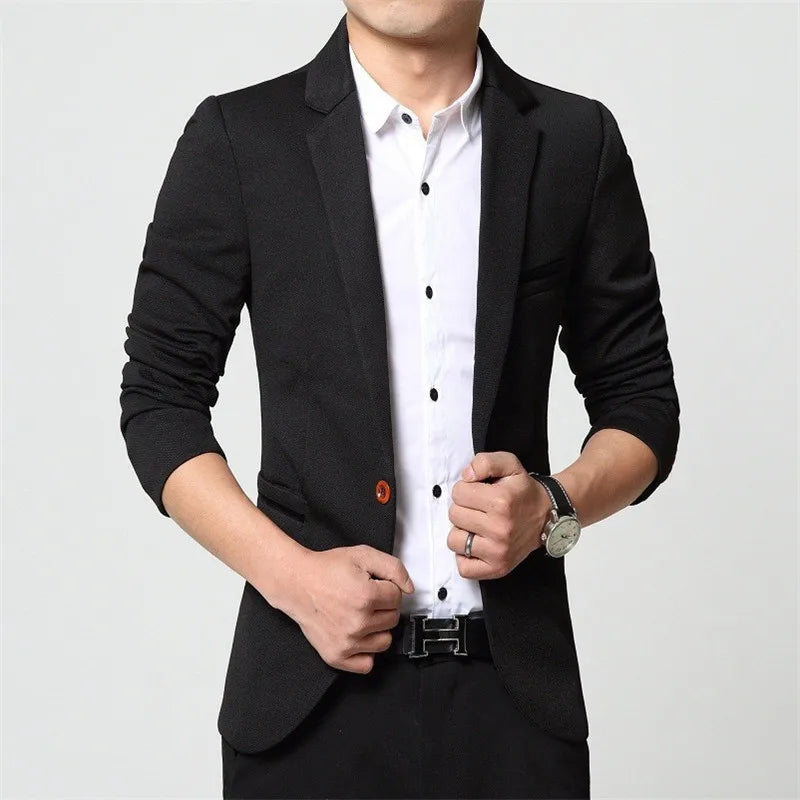 2024 Men Slim fit New Fashion Blazer Suit Jacket Black Blue Red Plus size L to 5XL Male Blazers Mens Coat Wedding Dress