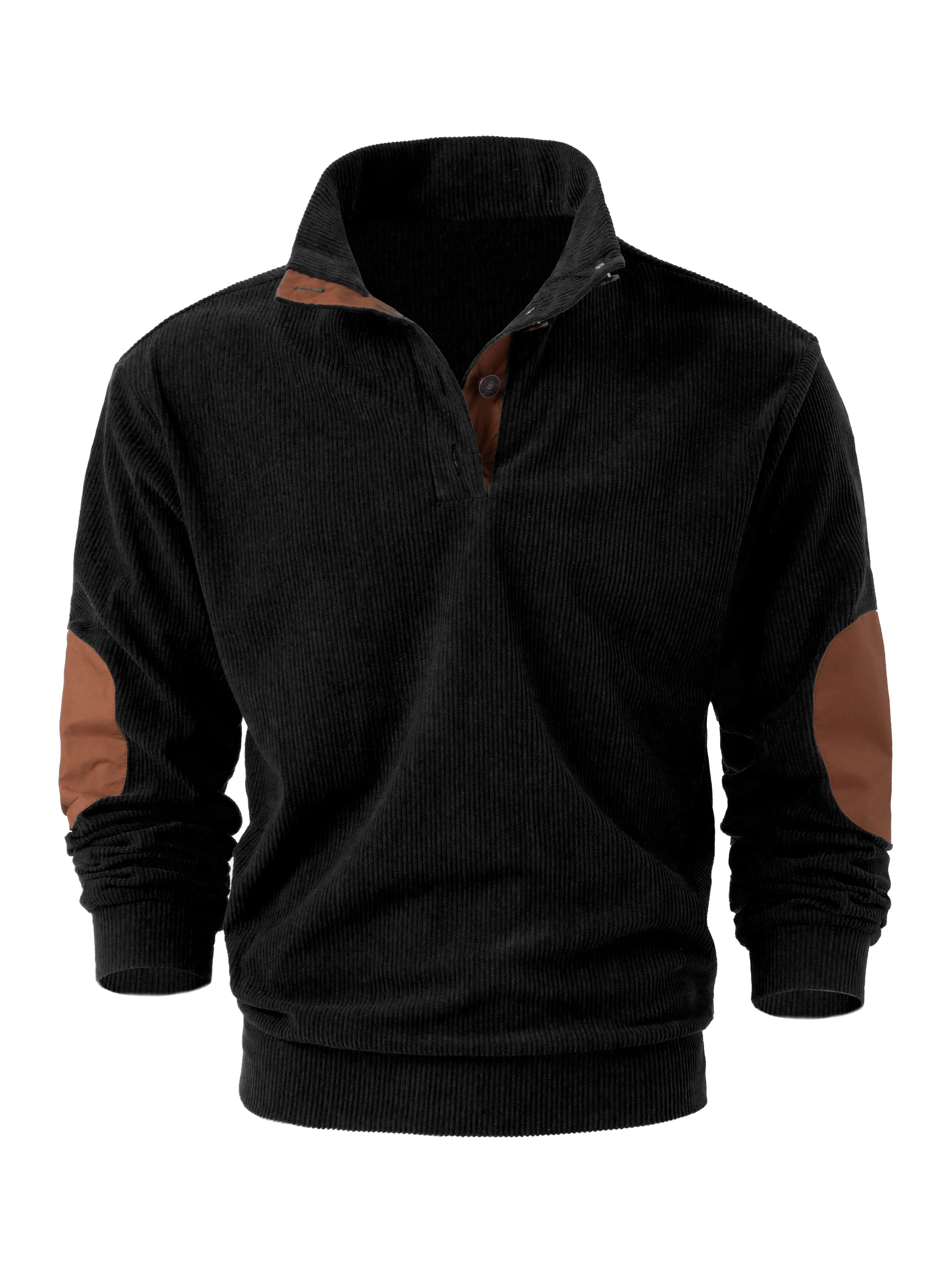 Spring and autumn solid color sports long-sleeved tops for men, fashionable and casual stand-up collar outdoor men's pullover