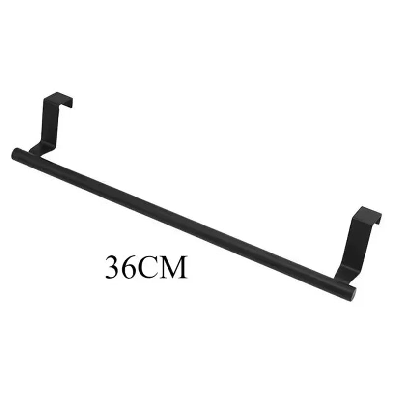 1pc Towel Rod Steel Metal Wire Over Cabinet Towel Rack Storage Organizer Bathroom Door Hanging Towel Rack Punch-free Rag Hanger