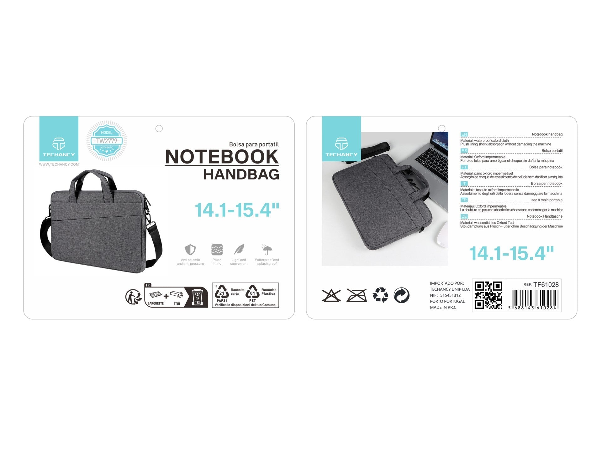 Techancy TW2779 Laptop Bag | 14"-15.4" | Black